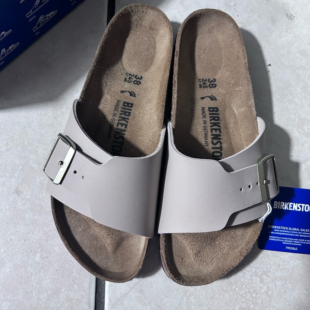 Birkenstock Brown mocka (39) size 8 Birbick Double-Strap Sandals slides NIB - Picture 10 of 13